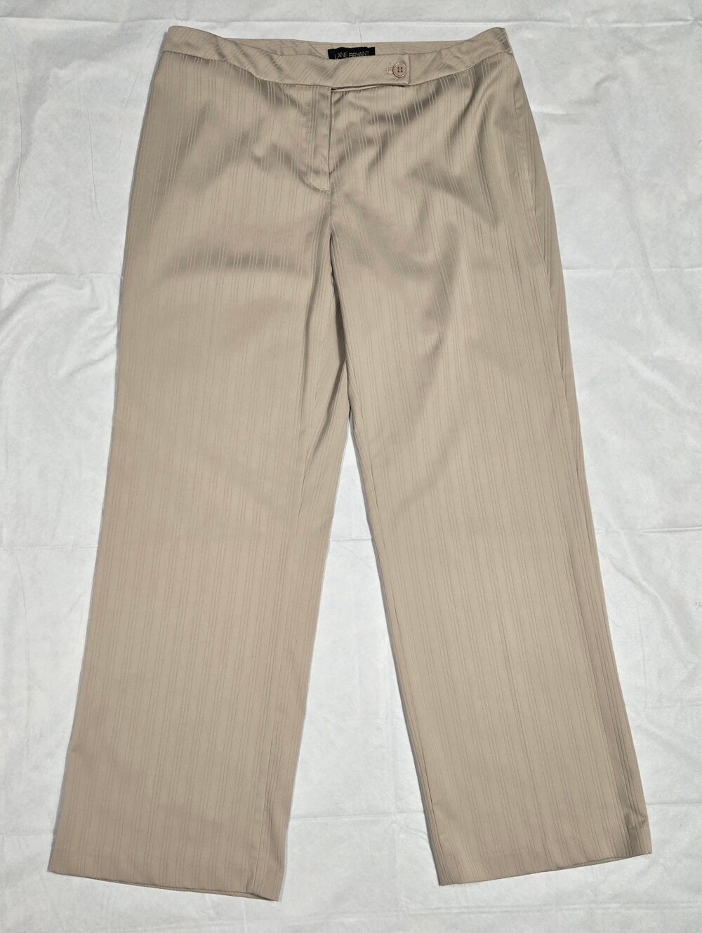 Lane Bryant Tan Trouser Pants 14 Striped Ribbed Business Casual Office